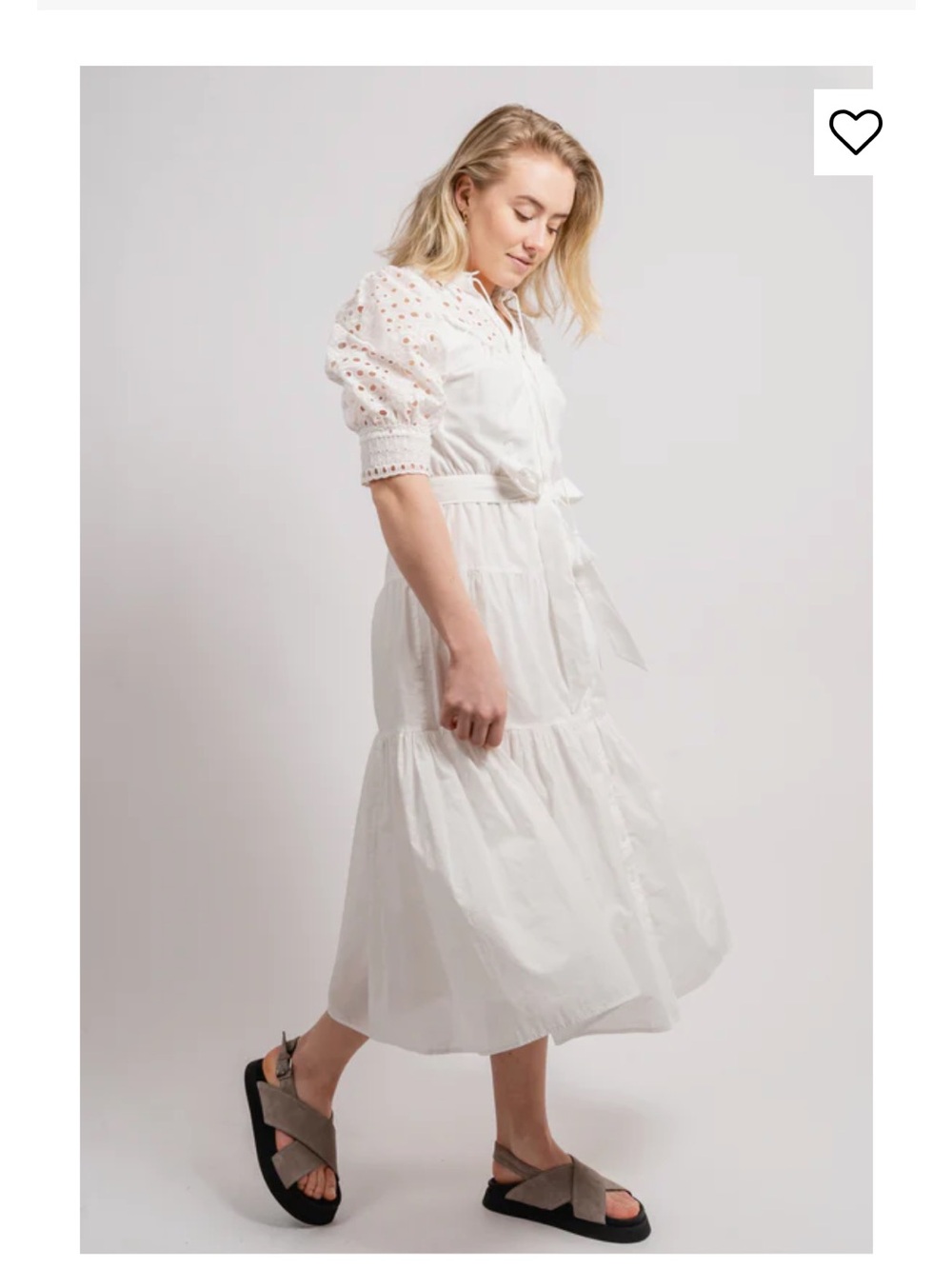 Summer Green Eyelet Tie-Waist Midi Dress - Picture 4 of 6